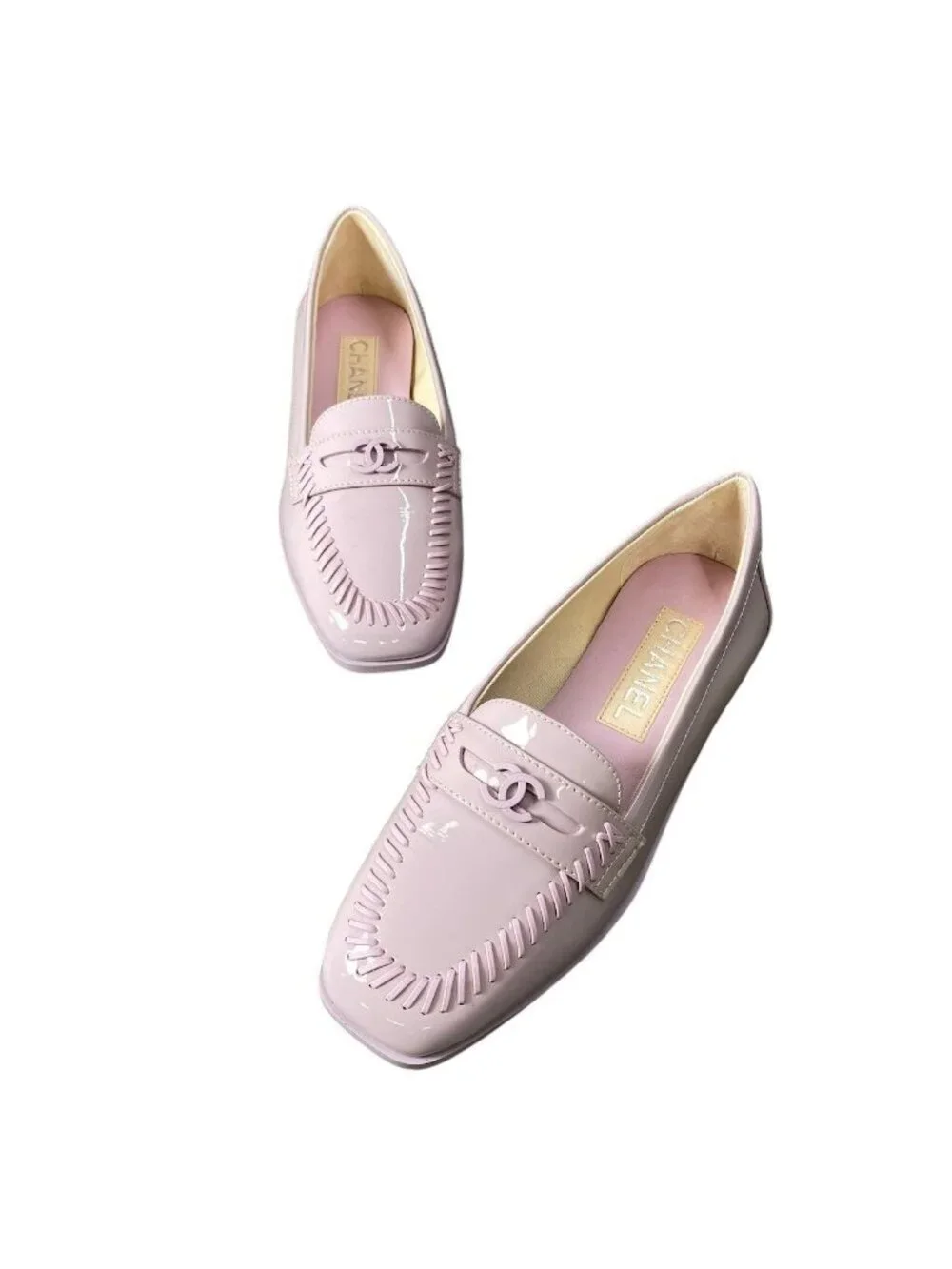 Chanel CC Logo Loafers 36 Sizes Purple Pink Patent Leather